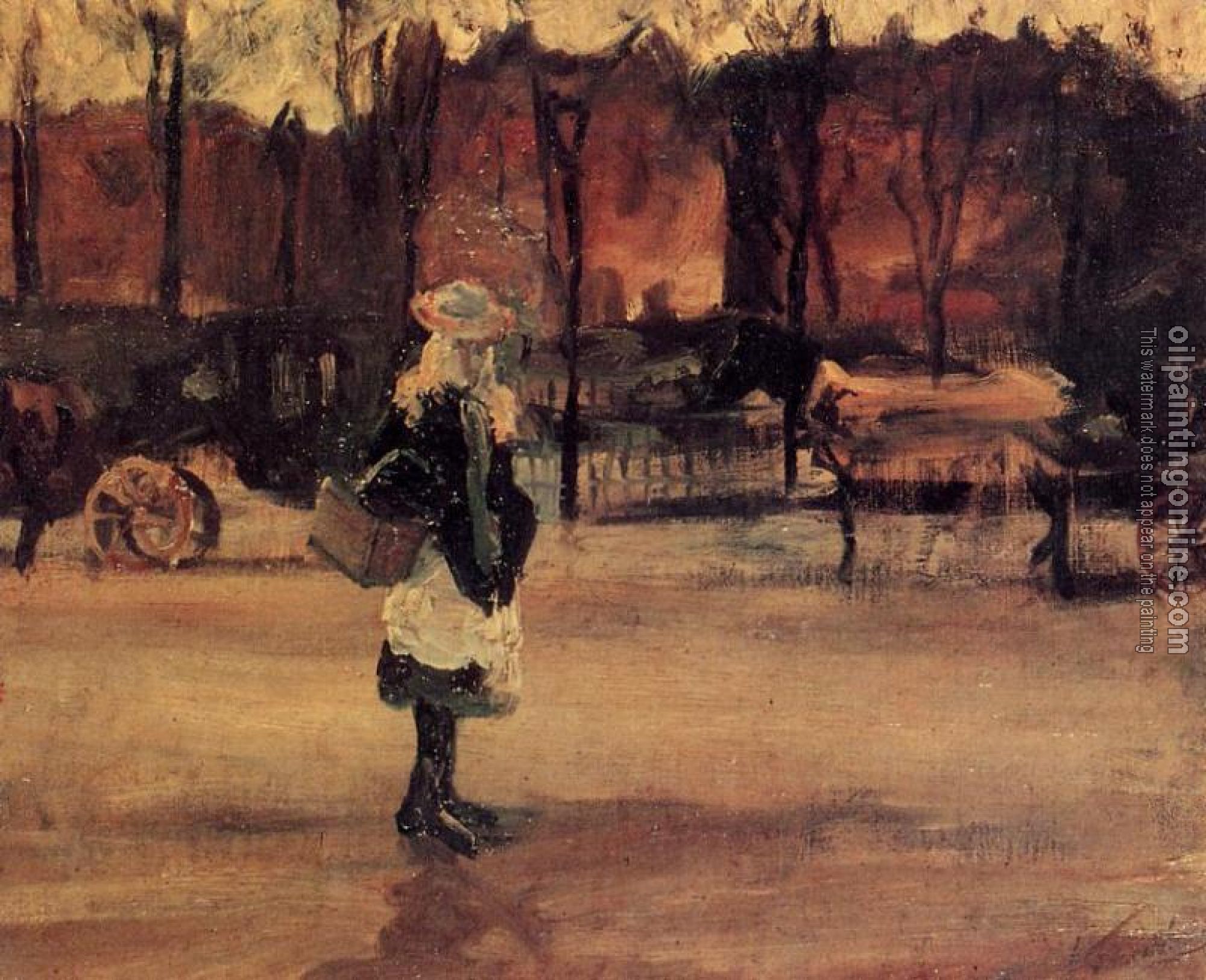 Gogh, Vincent van - A Girl in the Street, Two Coaches in the Background